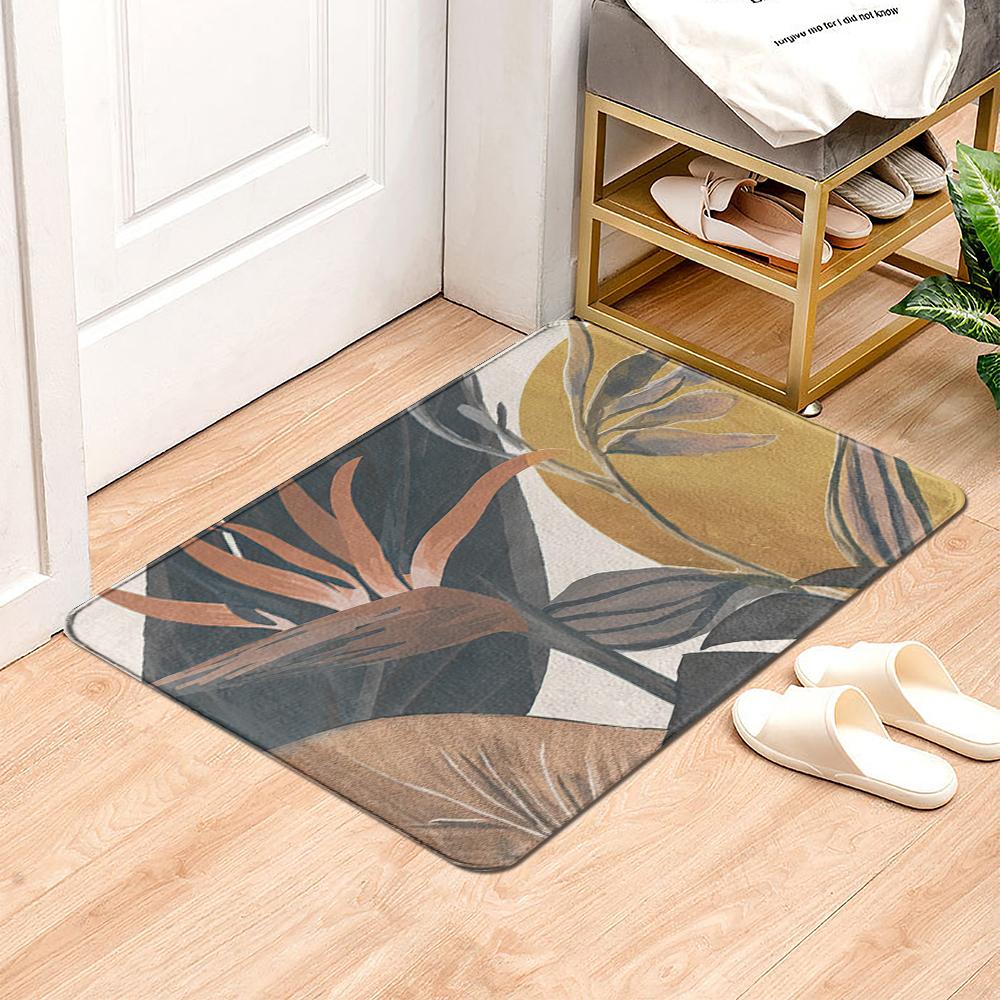 Green Plant Rainforest Leaf Carpet Living Room Carpet Hallway Balcony Doormat Kitchen Bathroom Non-slip Floor Mat Bedroom Rug