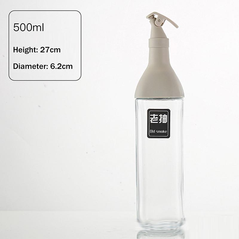 Kitchen Square Glass Oil Bottle Set Refillable Oil Vinegar Cruet for Cooking Seasoning