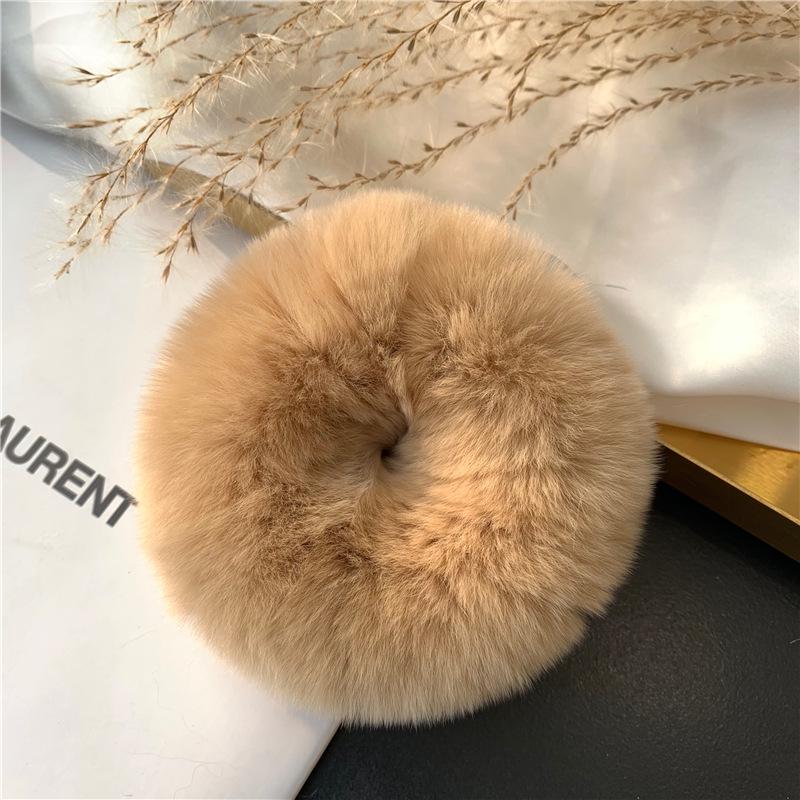 

Корейська Мінімалістична Гумка-Скранчі зі Справжнього Хутра Кролика Рекс – Мила, Ретро Зимова Плюшева Резинка для Волосся