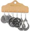 Antique Sliver-Plated Hollow Alloy Geometric Dangle Indian Earrings For Women Gypsy Zircon Boho Ethnic Leaf Bell Tassel Earring