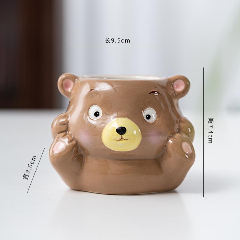 Cartoon Multifunction Ceramic Succulent Planter Cute Animal Cactus Potted Plant Gardening Creative Flower Pot Garden Decoration