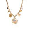 Bohemian 18K Gold-Plated Stainless Steel Sun Bee Pearl Pendant Necklace for Women