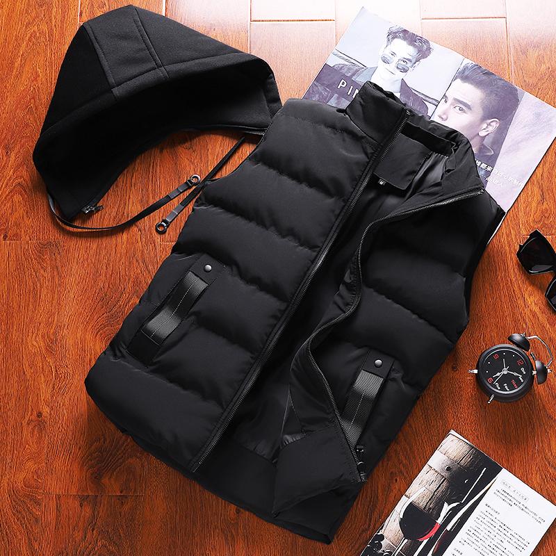 

Men Vest Winter Hooded Sleeveless Jackets Stylish Men s Vest Plus Size Windproof Warm Waistcoat Mens Vests 6XL чорний