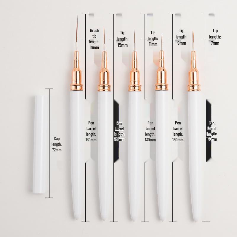 Nail Art Liner & Eyeliner Pen Set: Flower, Outlining, Lower Eyelash, Needle-Type Brush Collection