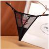Sexy Plaid Perspective Thong Women's Hot Hollowed-out Embroidered Love Diamond Jewelry Beautiful Buttocks Low Waist Thin Belt Seduction Panties