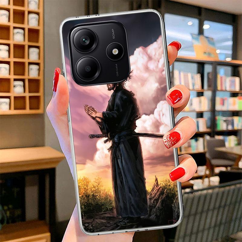 Anime Vagabond Samurai Phone Case For Xiaomi Redmi Note 15 14 13 12 11 10 Pro Plus 14S 12S 11S 11T 11E 10S Soft Fundas Shell Red