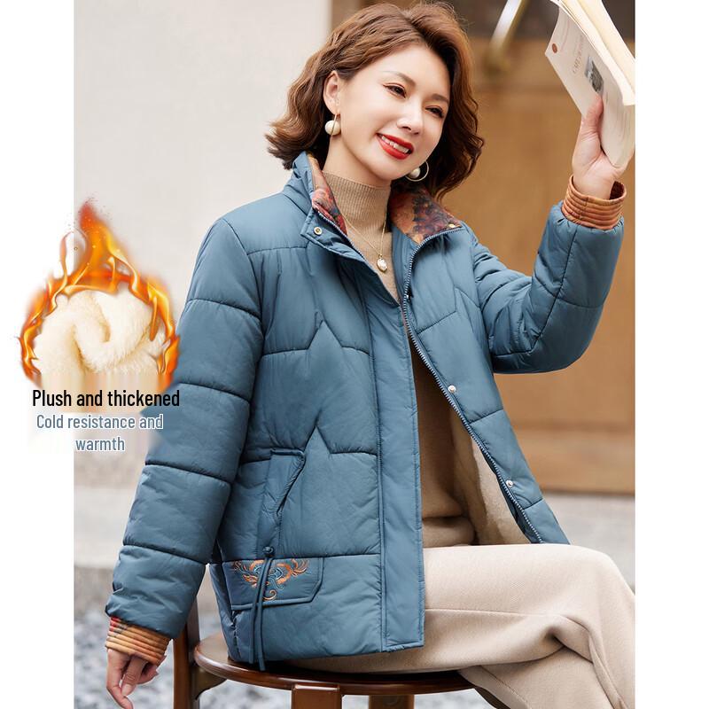 SIFONE Women s Chinese Style Plus Velvet Cotton Jacket 3XL