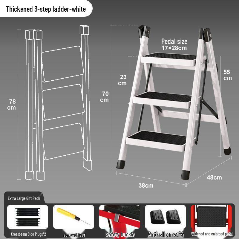 Сверхпрочная складная стальная А-образная лестница из углеродистой стали: Многофункциональная комнатная стремянка