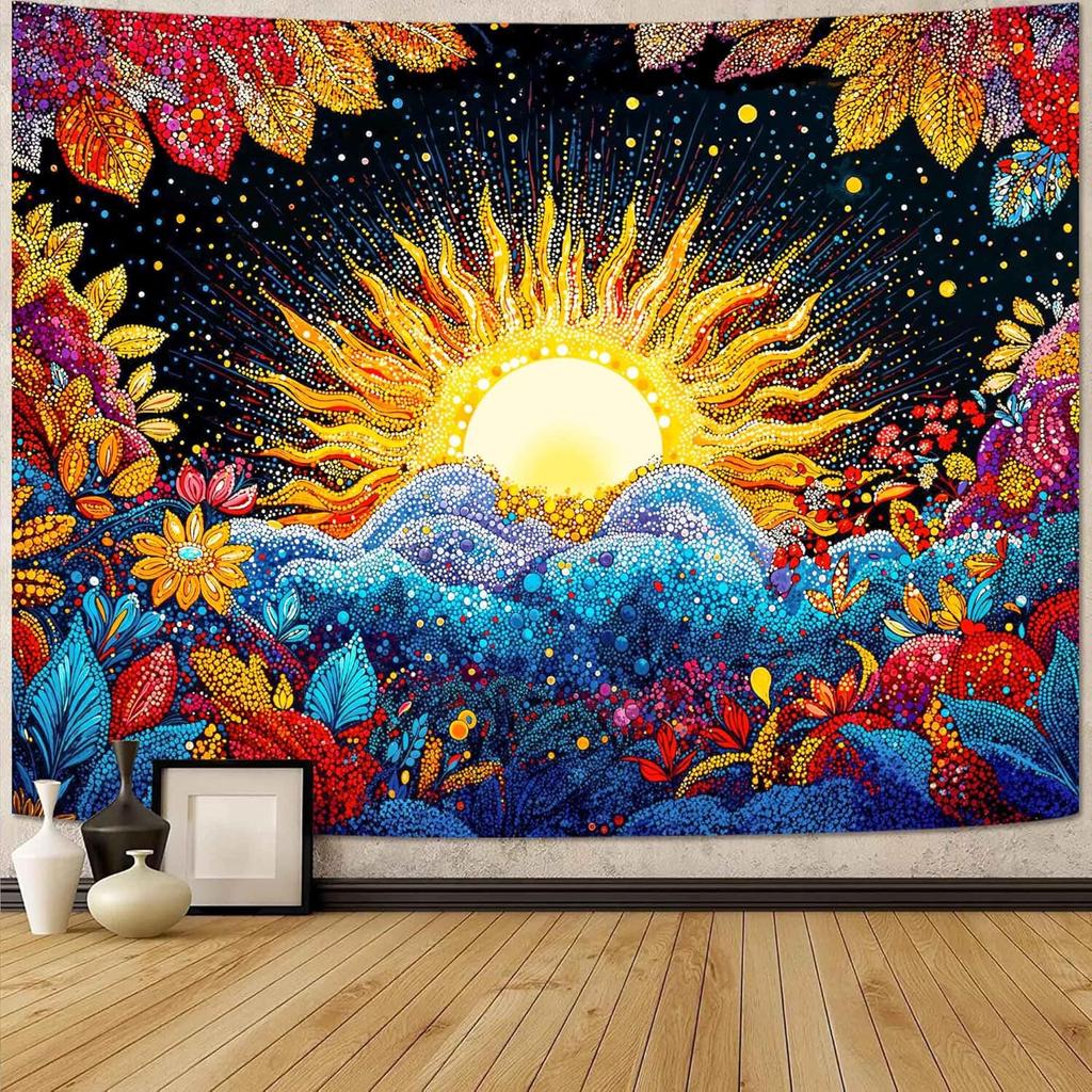 Yeoiat Meditating Alien Mushroom Tapestry Fantastic Wonderland Wall Hanging Aesthetic Decor for Bedroom Dorm Living Room, 60x44 Inch