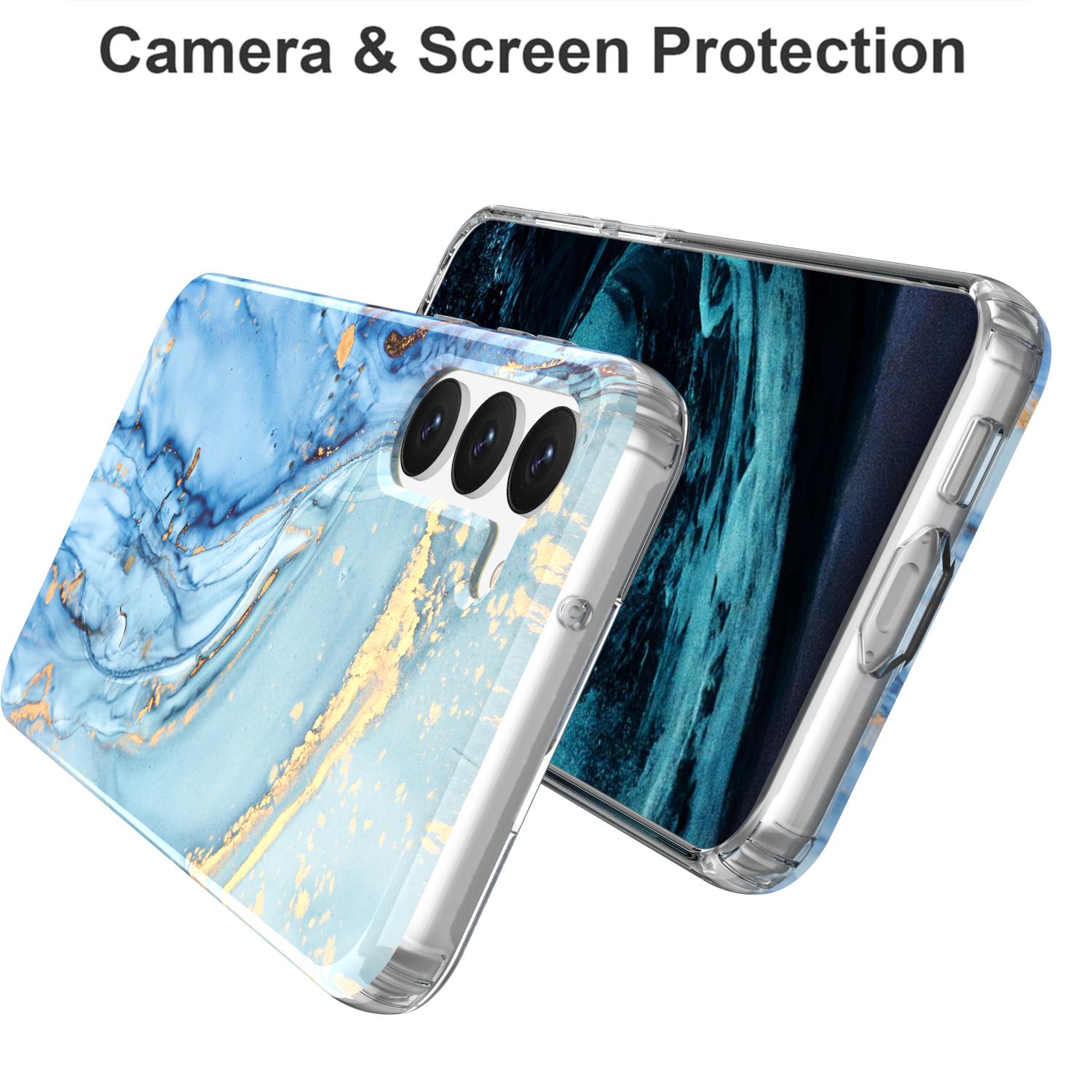 

For Samsung Galaxy S23+ GW18 IMD Mobile Phone Back Cover PC+TPU Marble Pattern Phone Case Style F