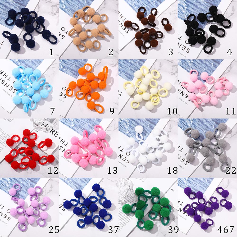 10/20pcs Sweet Colorful Elastic Hair Bands Plush Ball Rubber Band for Baby Girls Scrunchie Hair Ties Clip Kids Hair Accessories