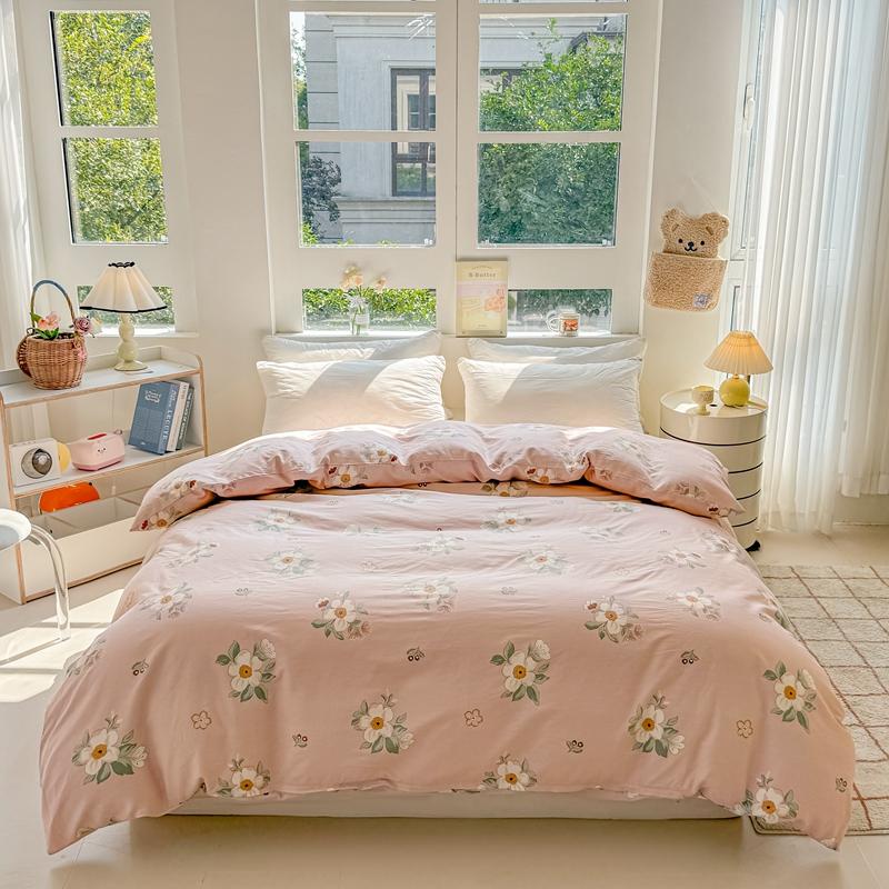 

Комплект постельного белья с розовым цветочным рисунком, 100% хлопок, шикарный комплект постельного белья с садовыми цветами, размер Queen, размер King, наволочка на молнии с 2 наволочками 150x200cm Single 1Pc