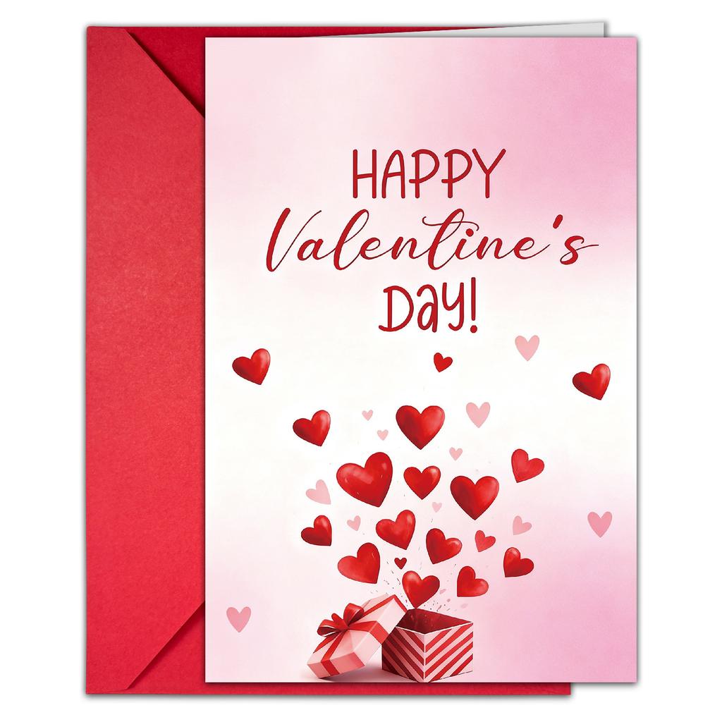 Valentine'S Day Love Greeting Card Envelope Set Pink Heart Pattern Decoration Romantic Holiday Blessings Gift Card Starting From 10 Sets