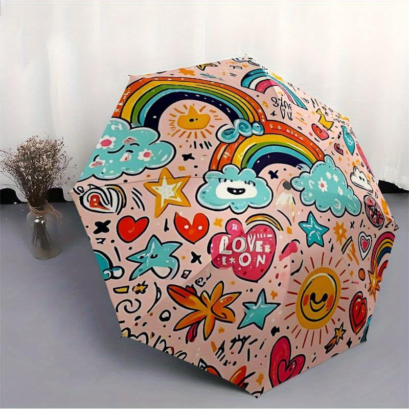 1pc Rainbow, Clouds Automatic Opening/closing Umbrella with Auto Open/Close, Perfect Gift for Friends, Durable Plastic Handle yy250801213
