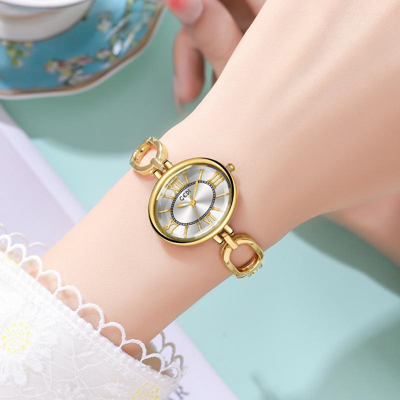 Medieval Niche Oval Women'S Watch Retro Roman High-Value Waterproof Quartz Watch Women'S Bracelet Watch
