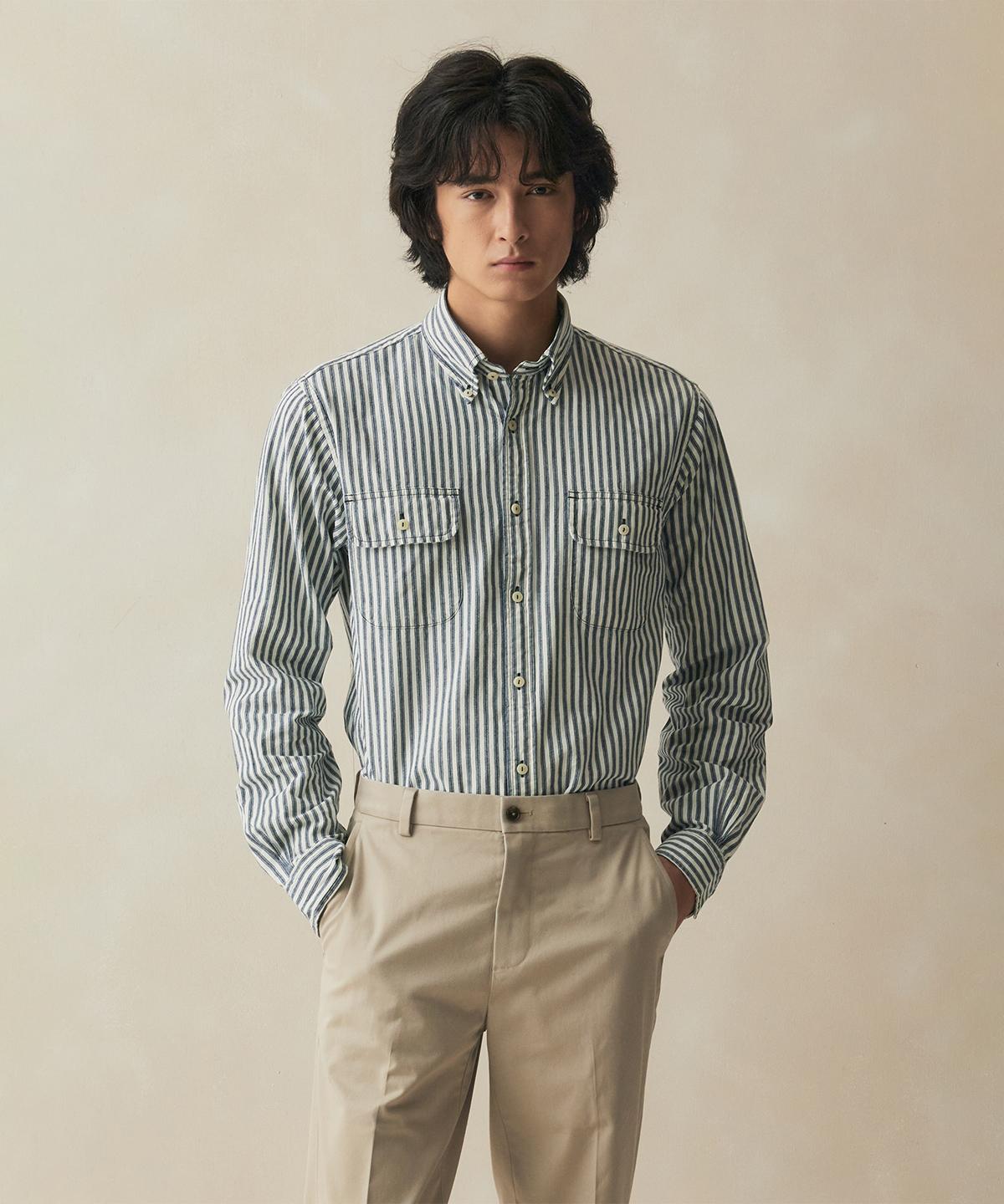 Brooks Brothers Indigo Yandai Sports Shirt (Light Indigo) (Bbthmf3581Nef) Light Indigo/S