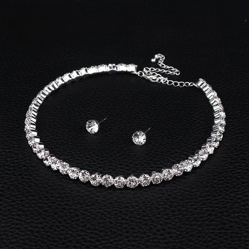 2/3Pcs Light Luxury Round  Jewelry Set For Women Charm Necklace Bracelet Earring Brides Wedding Jewelry Accessories