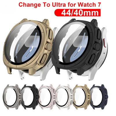 Change To Ultra Glass Case Shell for Samsung Galaxy Watch 7 44/40mm PC Case Screen Protector Upgrade for Samsung Galaxy Watch 7 44/40mm