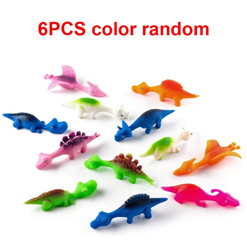 Novelty dinosaur finger slings sticky catapult toy 6/12/18PCS light rubber prank flying fun game stress relieving toy gifts