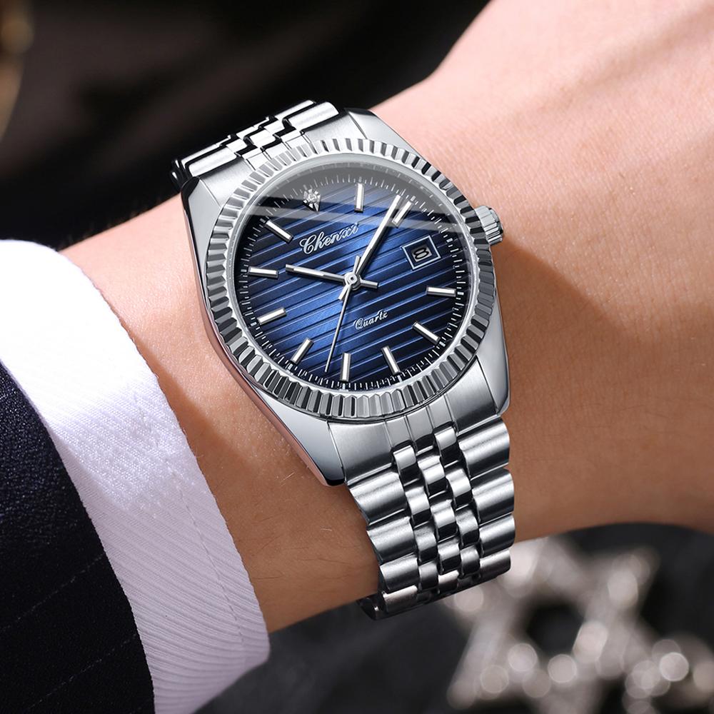 Fashion Chenxi Business Sport Quartz Watch For Men Waterproof Luminous Classic Creative Clock Dial Calendar Full Stainless Steel