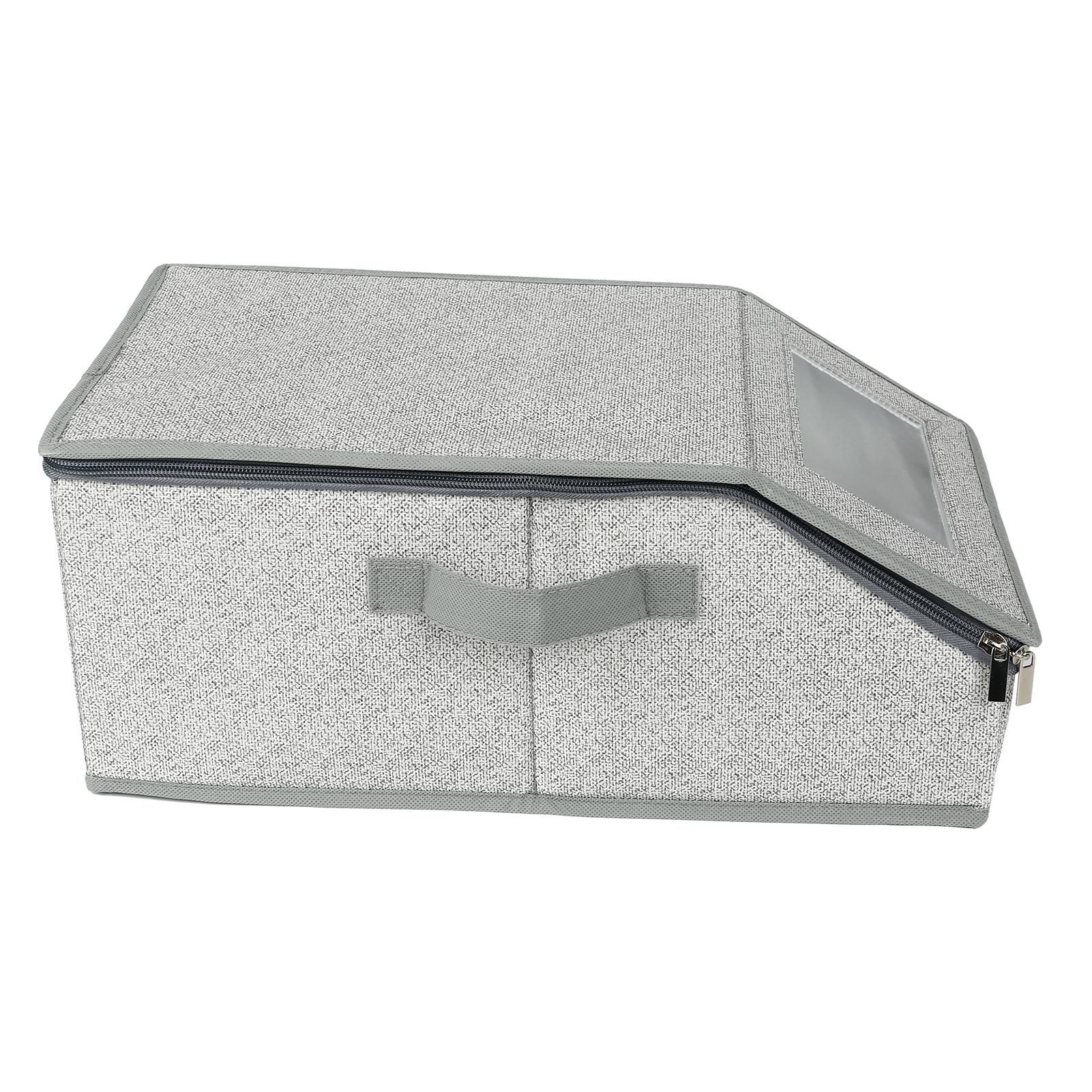 

Zippered Baseball Cap Storage Box Stackable Hat Organizer with Dust Proof Design Large Capacity for Caps Hats Storage 32x24x4cm серый