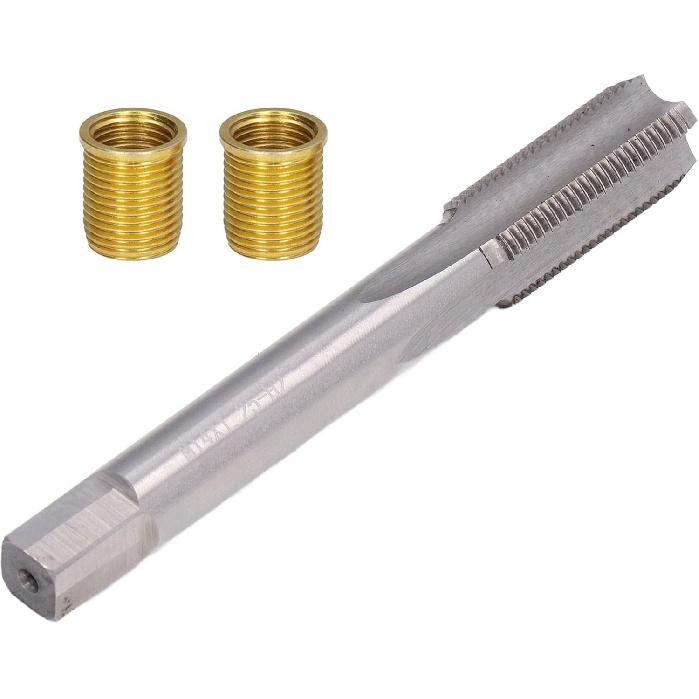 Spark Plug Thread Repair Kit, M12x1.25 Inserts and M14x1.25 Tap Stainless Steel Thread Repair Tool for Automotive Engine