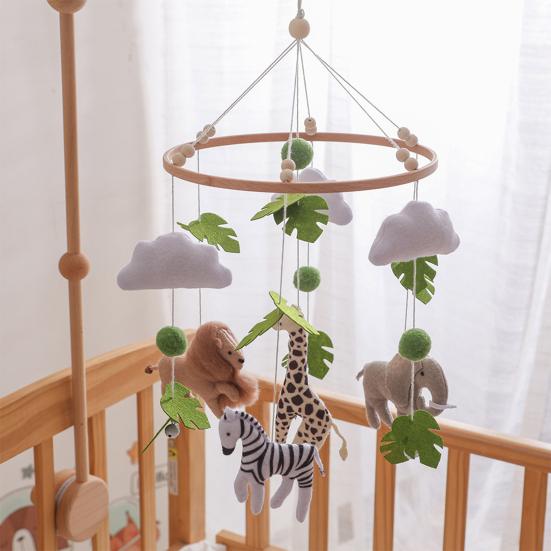 Baby Crib Mobile Clouds Animals Leaf Plush Crib Mobile Handmade Felt Hanging Decor for Nursery Bedroom