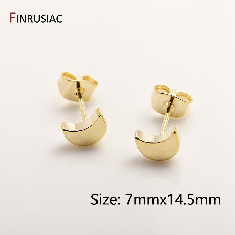

14K Gold Plated Brass Moon Rectangle Star Post Earrings For DIY Earrings Making Supplies Moon Star Ear Stud Wholesale 2 Pairs