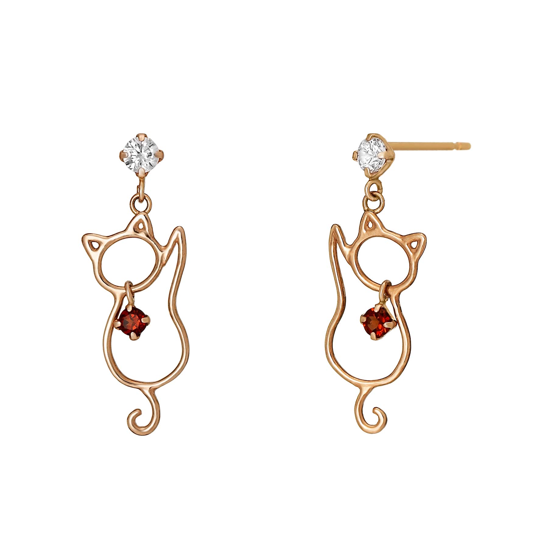 

Garnet Cat Swing Earrings [TAKE-UP] K18/K10 (PG)