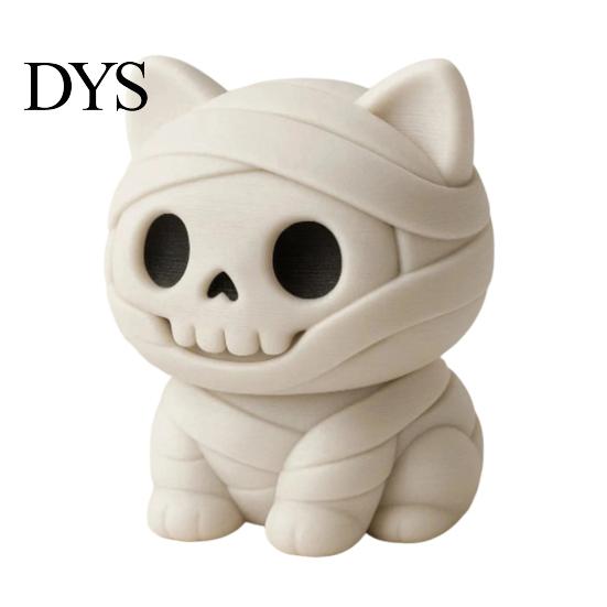 Holiday Gift for Friends Miniature Mummy Animal Figurine, 3D Printed Pig Chicken Dino Duck Small Plastic Figures Cat Statue, Spooky Cute Desk