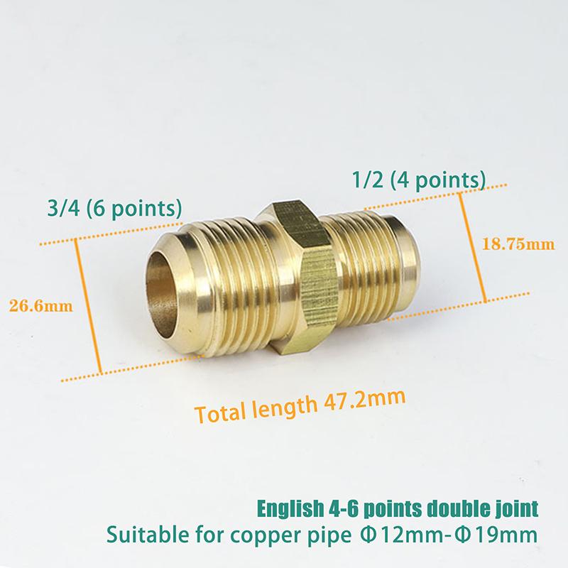 Equal Reducer Nipple Flare Tube OD 1/4" 5/16" 3/8" 1/2" 5/8" 3/4" 7/8" SAE-Standard Brass Pipe Fitting Connector Air Coniditoner