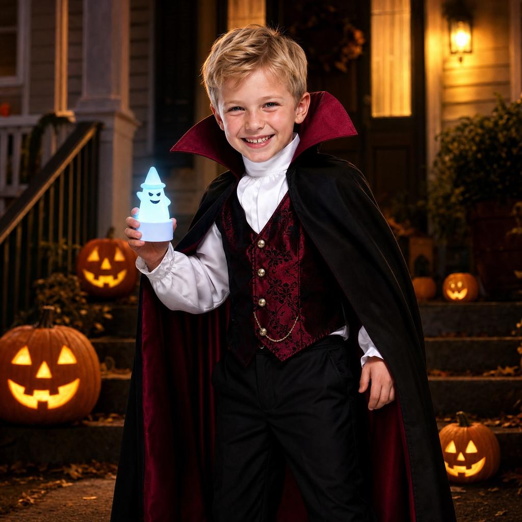 Halloween Ghost Light Decoration LED Candle Ghost Figurine Party Tabletop Ornament Halloween Festival Haunted House Accessory