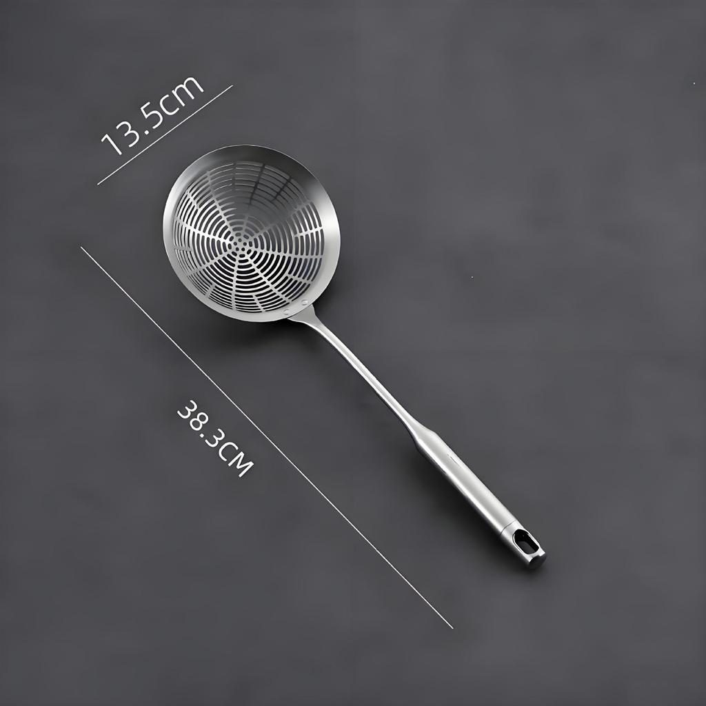 304 Stainless Steel Slotted Frying Basket Spoon with Heat Insulation and Anti-Scald Handle