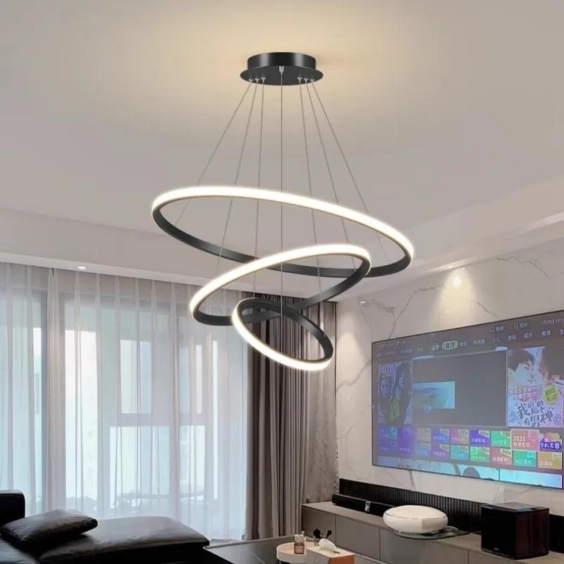 Modern Led Chandelier Light Balck/Grey/Golden Color Lamp For Living Room Bedroom Dining Room Kitchen Indoor Chandelier
