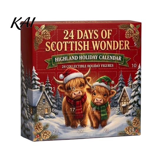 Christmas Tree Hanging Ornaments 24 Days 3D Highland Cow Advent Calendar 2026, Cute Farm Cattle Seasonal Home Decor Items Countdown Calendar,