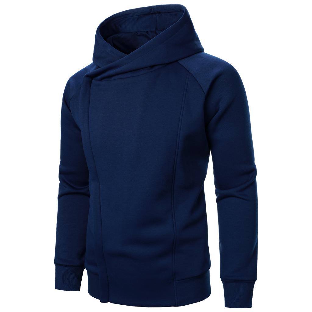 Autumn Winter Men's Hooded Top Long Sleeve Side Zipper Design Hoodie