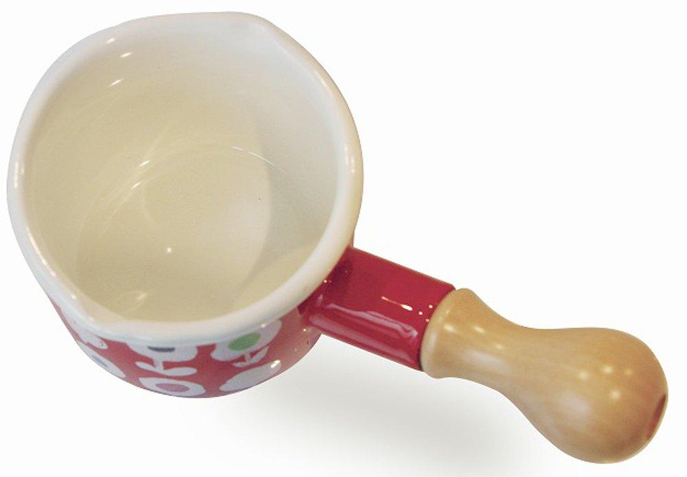 Toyo Horo "Plune." Petit Milk Pan, Red, "Candy Flower" Design, TYJ-723