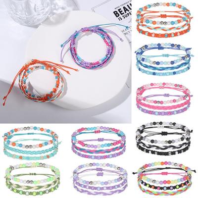 Pulseiras Multicores Femininas Feitas à Mão Multicamadas Pulseira de Contas Pulseiras Tecidas à Mão Joias da Moda