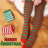 Knee Long Striped Socks Christmas Elf Socks Kids Women Thigh Stocking Cosplay