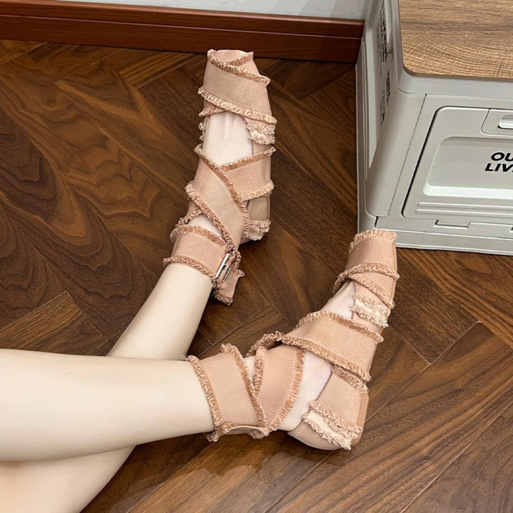 Fashion Single Shoe Women 2025 New Cross Strap Ballet Shoes Women's Summer Retro Square Toe Shallow Mouth Flat Bottom Mary Jane Pumps