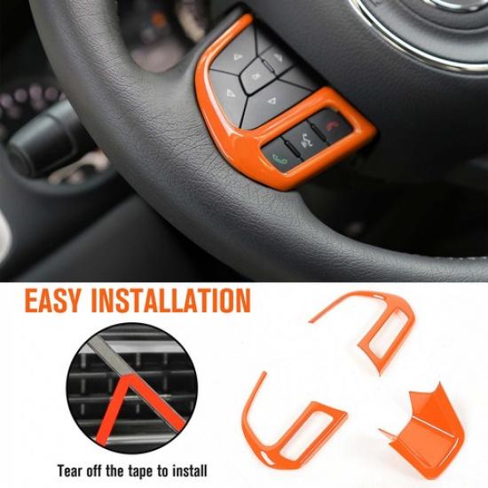 3x Steering Wheel Cover Trim for Jeep Renegade 2015+ Compass 2017+ Accessories