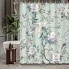 1pc Chinese style elegant classical peony branch magpie shower curtain, decorative print shower curtain with hook