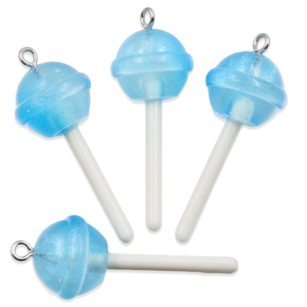 Handmade Glitter Lollipop Resin Star & Heart Pendants - Set of 3 DIY Color Sticks