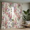 2Pcs Glam Style Floral Printed Curtains, Semi-Sheer Polyester Drapes With Rod Pocket, Machine Washable, Decorative Unlined Windo
