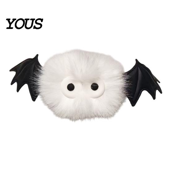 Funny Bag Decoration Halloween Bat Plush Keychain, Cute Devil Furry Pendant for Stylish Animal Print Keys, Vintage Silver Alloy Key Ring, Spooky Party