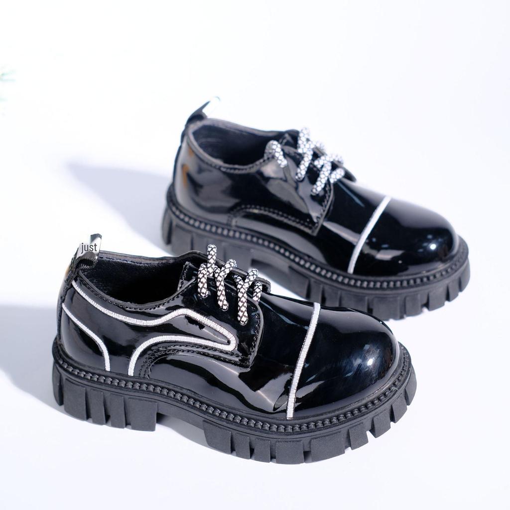 Children's 2025 Thick-Soled British-Style Leather Slip-On School Shoes