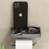 Aluminum Toilet Paper Holder Bathroom Tissue Hanger Punch Free Wall Mounted Phone Holder  Storage Shelf Toilet Paper Roll Rack