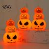 Pumpkin Table Lamp Halloween Stacking Light, LED Light-up Decoration for Festival Party, Glowing Hanging Ornament with Metal Ring Horror Light