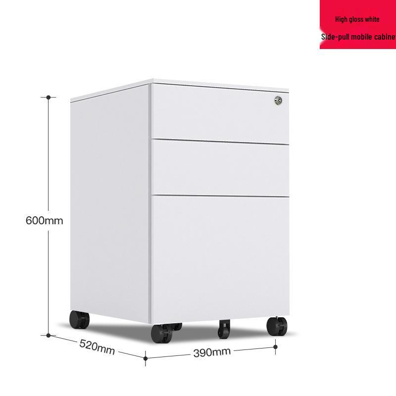 Steel Three-Drawer Mobile Office Cabinet with Lock, Under Desk Storage Solution