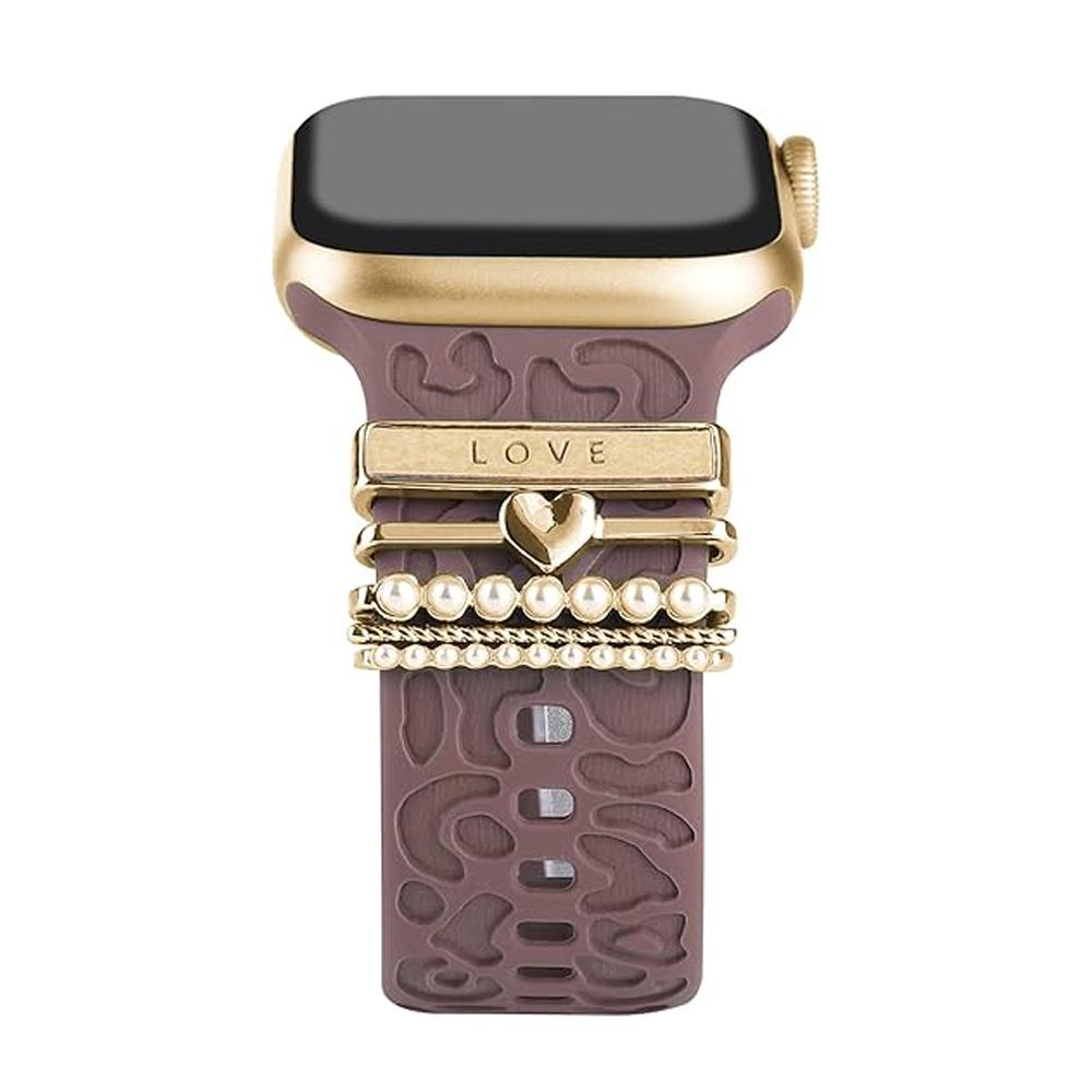 קמעות קישוט לרצועת Apple Watch 11/10/9/Ultra/SE תכשיטי יהלומים צמיד סיליקון לרצועת שעון Samsung Galaxy/Huawei
